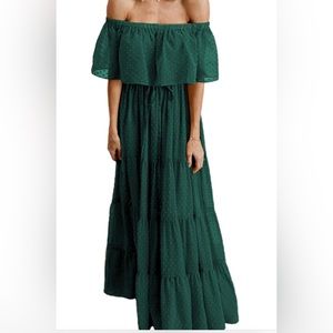 Forest green boho dress